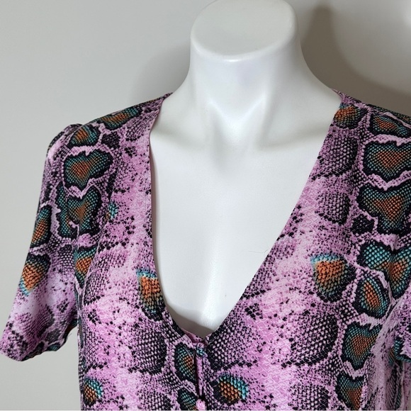 Buddy Love snake skin print dress short sleeves Large - Picture 4 of 7